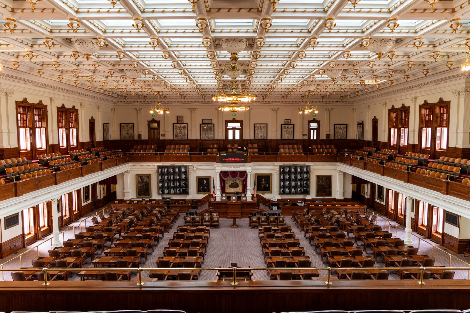 Empty chamber seating in the U.S. House of Representatives